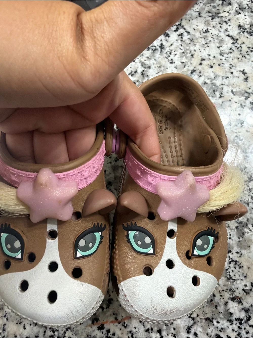 Crocs Fun Lab Horse Pony Clogs Toddler Girls Size C7 Brown Pink